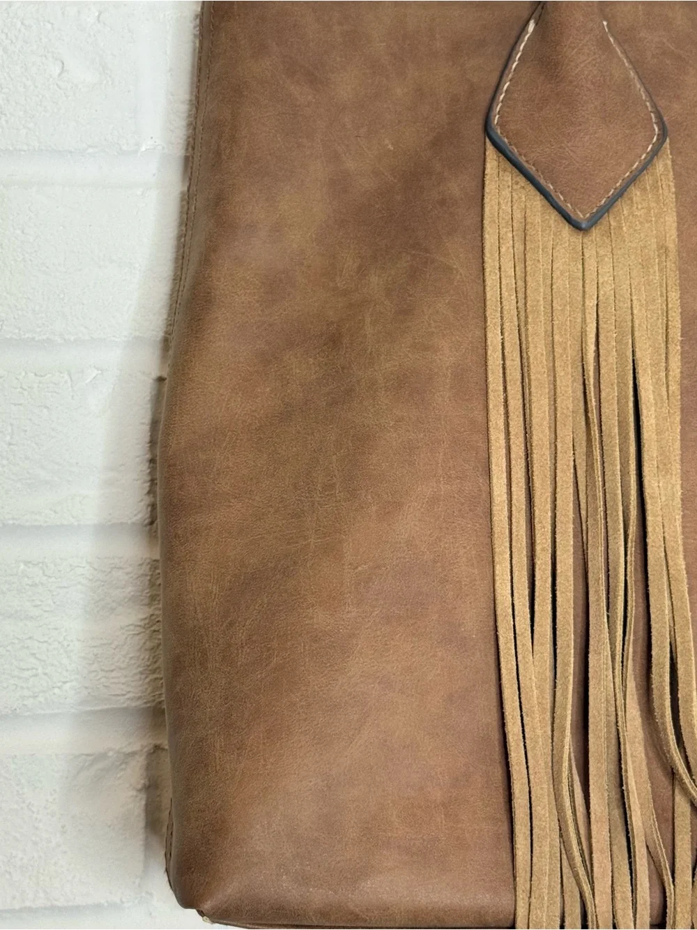 Merona Faux Leather Fringe Tote Shoulder Bag